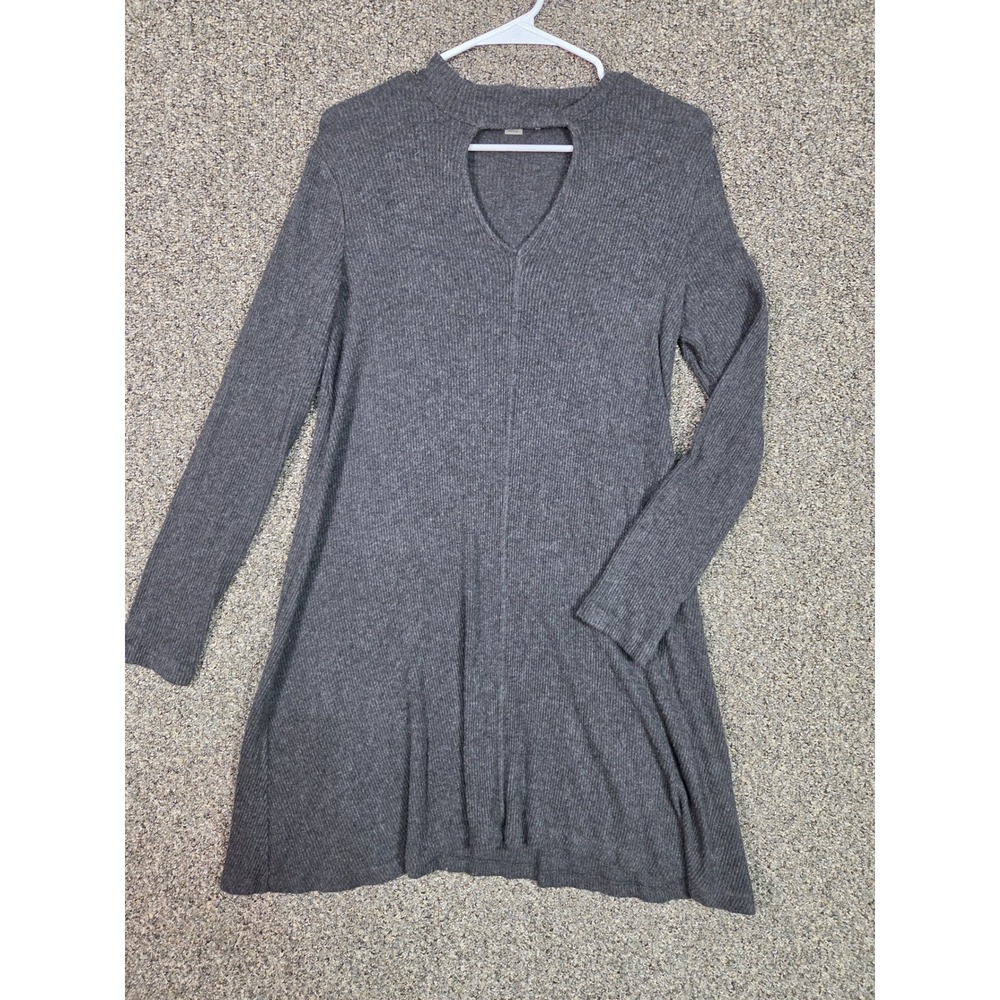 Tart Ribbedβ Knit Dress Womens Small Gray Cutout Keyhole Long Sleeve T11012N1254